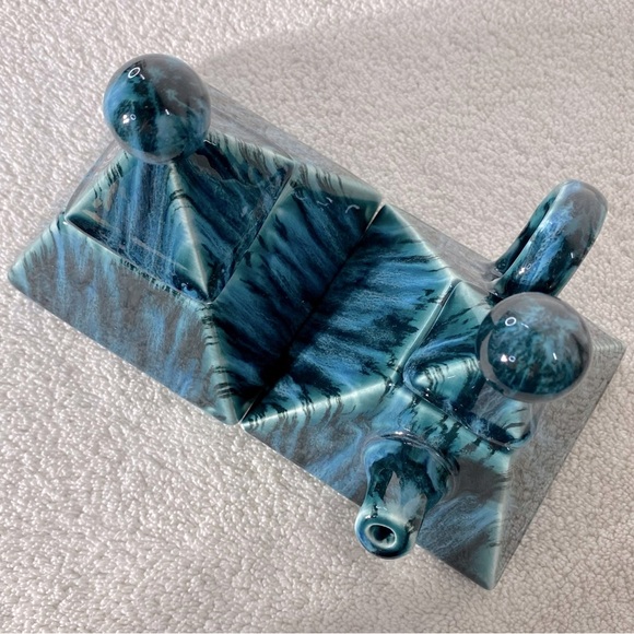 Handmade Blue Glaze Ceramic Pyramid Cream And Sugar Containers - Picture 9 of 11